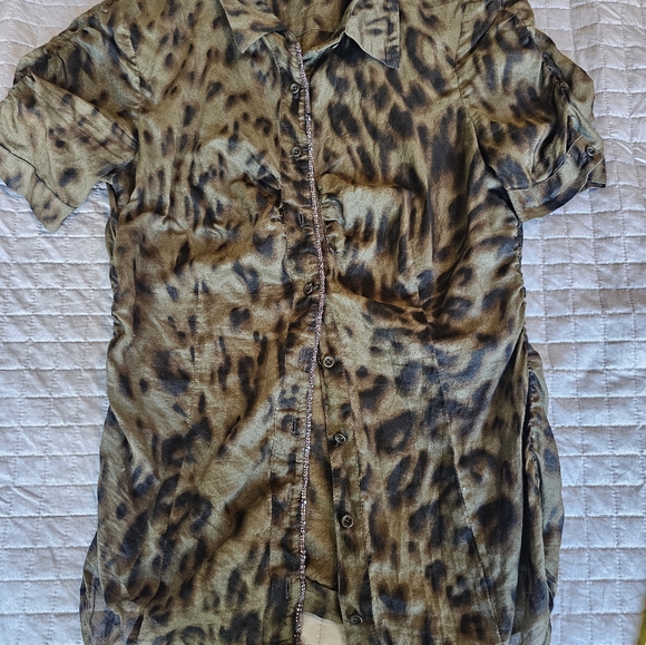 Animal Print Short Sleeve Button Down - Picture 3 of 8